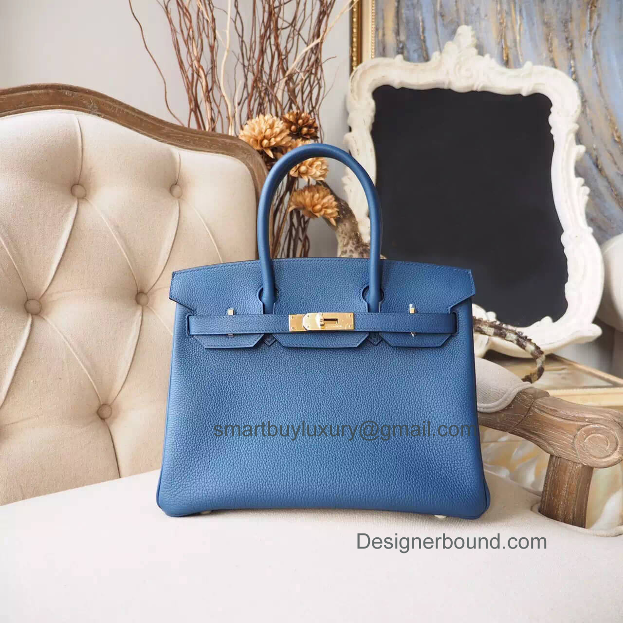 Hermes Birkin 30 Handbag in r2 Blue Agate Togo GHW